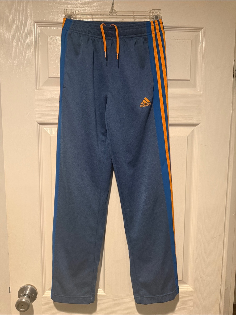 adidas Blue Sweatpants with Orange Stripes